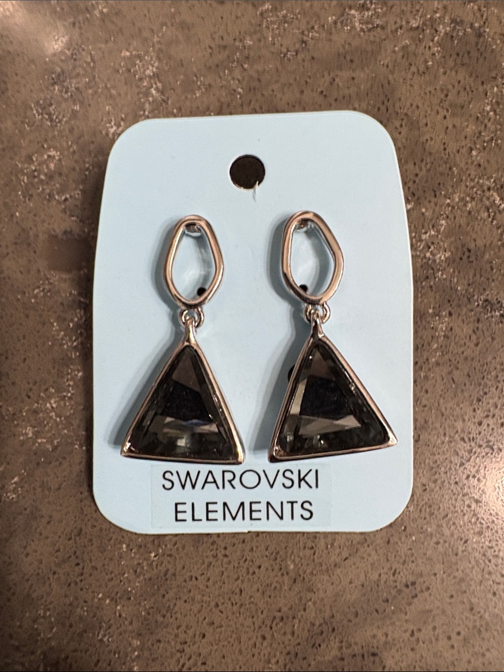 Swarovski Elements Smoky Gray Triangle Drop Earrings